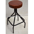 Industrial Metal Tube Bar Stool Leather Seat